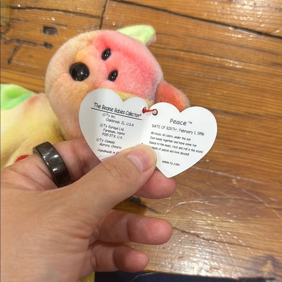 TY Beanie Baby Original 1996 Peace Bear Tie-Dye Rainbow w/ Swing Tag & Tush Tag - Picture 3 of 5